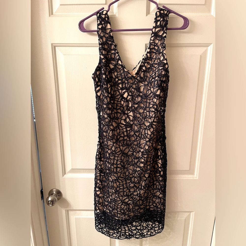Navy Blue Sequin Cocktail Dress